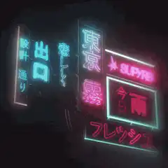 Japanese neon signs at night