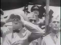 Winston Churchill looking through binoculars