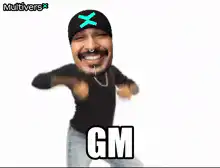 Elon Musk dancing with GM text
