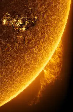 Solar flare erupting from the sun