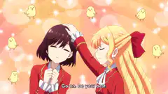 Yumeko patting Mary's head