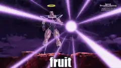 Broly charging energy beam with fruit
