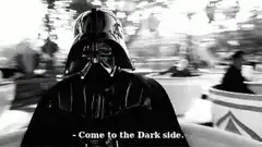 Darth Vader on a teacup ride