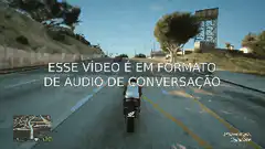 GTA V motorcycle driving with Portuguese text