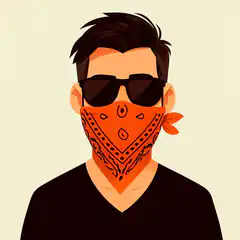 Man with sunglasses and orange bandana