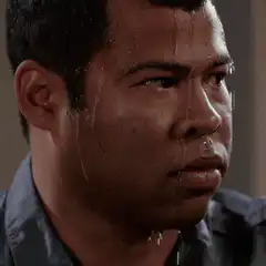 Jordan Peele sweating profusely