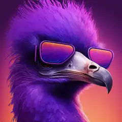 purple eagle with sunglasses