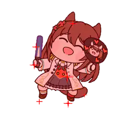 chibi horse girl with bat and plushie color cycle