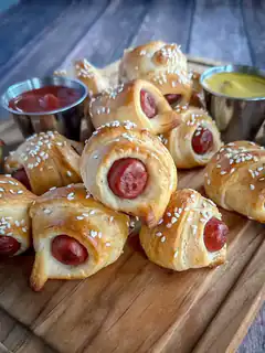 Pigs in a blanket with dipping sauces