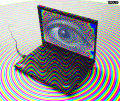 Psychedelic laptop with eye screen