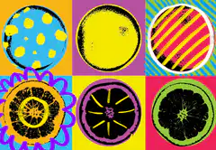 Pop art citrus fruit collage animation