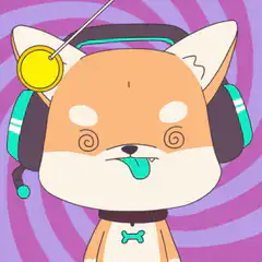 Dizzy Shiba with Headphones
