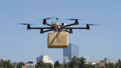 Drone delivering a package