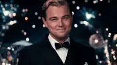 Leonardo DiCaprio toasting with champagne