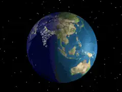 Rotating Planet Earth in Space