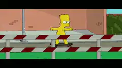 Bart Simpson skateboarding through obstacles