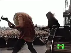 metal band headbanging on stage