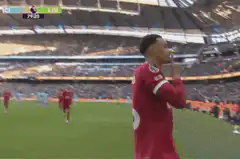 Trent Alexander-Arnold shushes the crowd