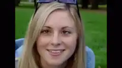 Blonde woman smiling and looking around