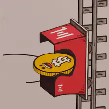 Bitcoin coin stuck in red train track switch