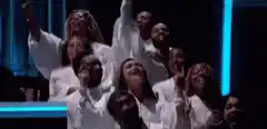 Gospel choir performing on stage