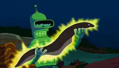 Bender holding an electric eel