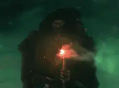 Hodor holding a burning torch