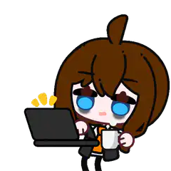 Chibi girl eating popcorn and drinking coffee