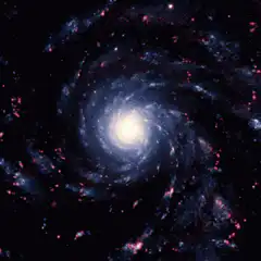 Spinning galaxy with text relax