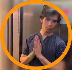 Man in prayer pose gets finger boop