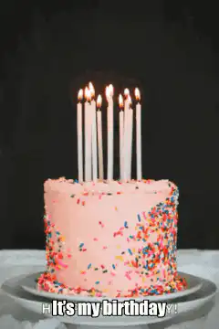 Birthday cake with lit candles