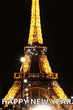 Eiffel Tower sparkling lights happy new year
