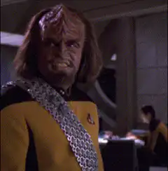 Worf grimacing in disgust