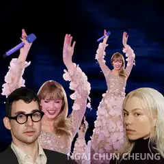 Taylor Swift concert collage with faces