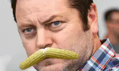 Nick Offerman with corn mustache