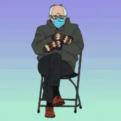 Bernie Sanders wearing a mask and mittens
