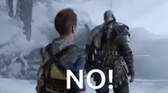Kratos turns around saying no