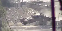 Tank explosion with Bitcoin logo