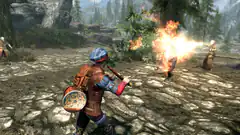 Skyrim character casting fire spell