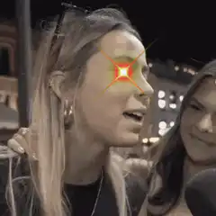 woman with glowing star eyes
