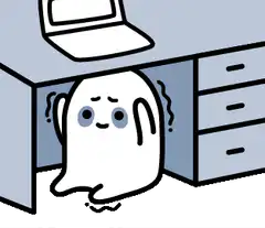 shy ghost under desk