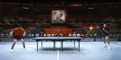 Ping Pong Match with Mao Portrait