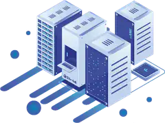isometric server rack with ids screen