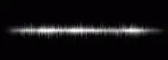 white audio waveform on black background