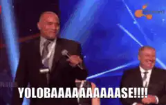 Man yells YOLO with laser eyes