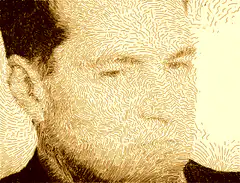 Line art man turning head