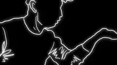Neon outline character dancing