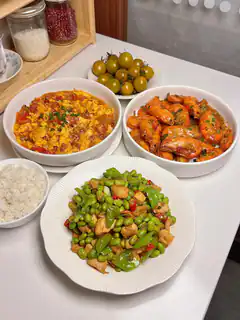 homemade chinese meal spread