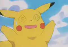 Pikachu dizzy with spiral eyes