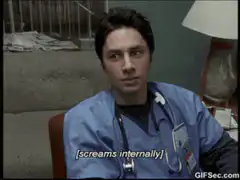 Zach Braff screams internally
